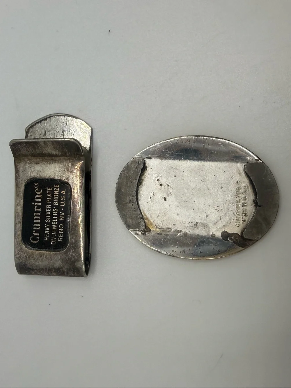 Vintage Crumrine Longhorn Money Clip Silver Plate USA Repair Set